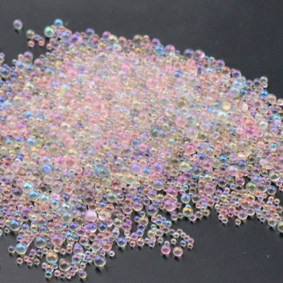 5 bag AB color Plated 3D Nail Art Glass Mini Ball Beads Tiny Caviar Nail Beads DIY Nails Art Round Decorations Misty Rose 0.4~3mm 720~1000pcs/bag