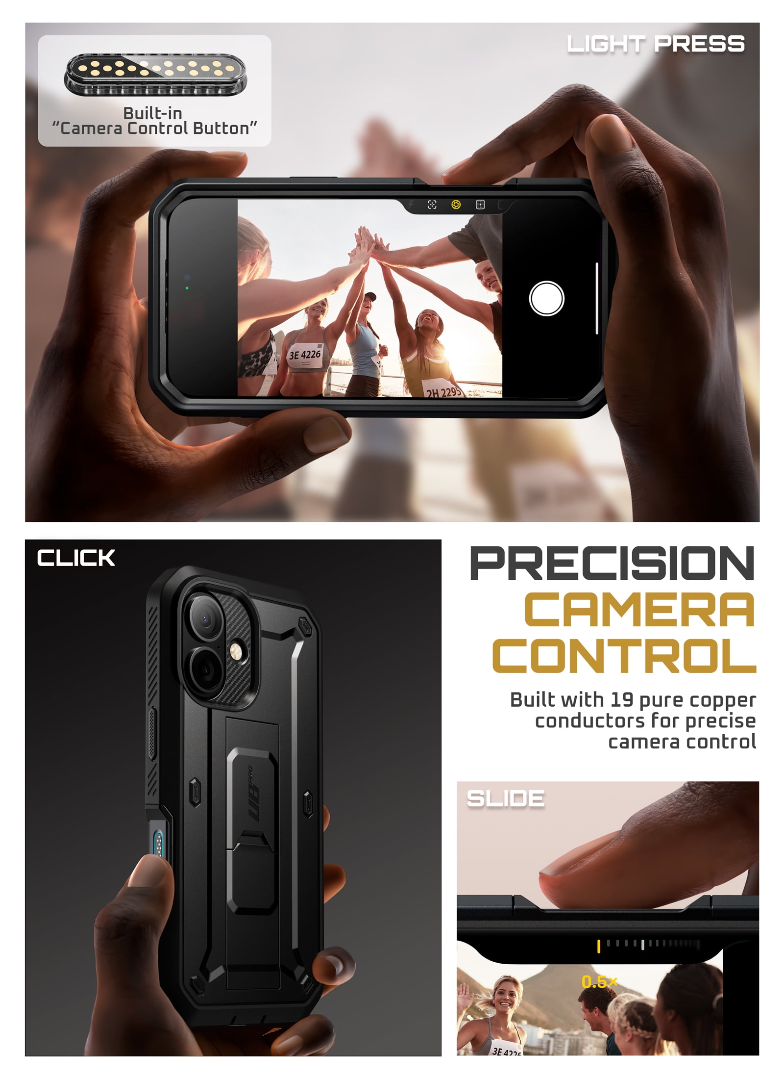 SUPCASE Unicorn Beetle Pro for Apple iPhone 17 6.3" 2025 Case, [Built-in Screen Protector &Stand &Camera Control Button &Holster] Military-Grade Protection 360 Shockproof Cover for iPhone 17, Black