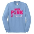 thumbnail image 2 of I Wear Pink for My Friends Survivor Awareness Mens Long Sleeve Shirt, Light Blue, Small, 2 of 3