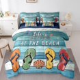 thumbnail image 1 of Erosebridal Slippers Seashell Bedding Queen Size,Rustic Lodge Comforter Sets with Sheets,Ocean Decor,Reversible,Lightweight,7 Pieces, 1 of 5