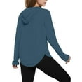 thumbnail image 5 of Long Sleeve Ice Silk Top for Yoga/Running, Uv Protection Shirts Women Fishing Beach Blue Hoodie Sun Shirt Hiking Workout Tops White Sweatshirt Running Clothing Blue S, 5 of 6