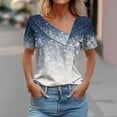 thumbnail image 1 of Fiudx Ofertas Relámpago Camiseta de Manga Corta con Estampado de Primavera/Verano para Mujer, Camiseta Informal con Botones Estampados, 1 of 4