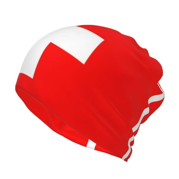 Womens Swiss Flag Slouchy Beanie Cap Headwear Hat Turban