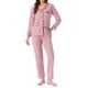 thumbnail image 2 of Conjunto de lounge para mujeres INSPIRE CHIC, de algodón, con botones, manga larga, pantalones, patrón acanalado con bolsillo, conjunto de pijama, ropa de estar en casa, XS, rosa, 2 of 6