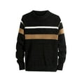 thumbnail image 2 of UVEASISHA Men's Striped Pullover Sweater Color Block Casual Jumper Sweaters Fall Winter Crewneck Long Sleeve Knitted Tops Lightning Sales of Today Black L, 2 of 7