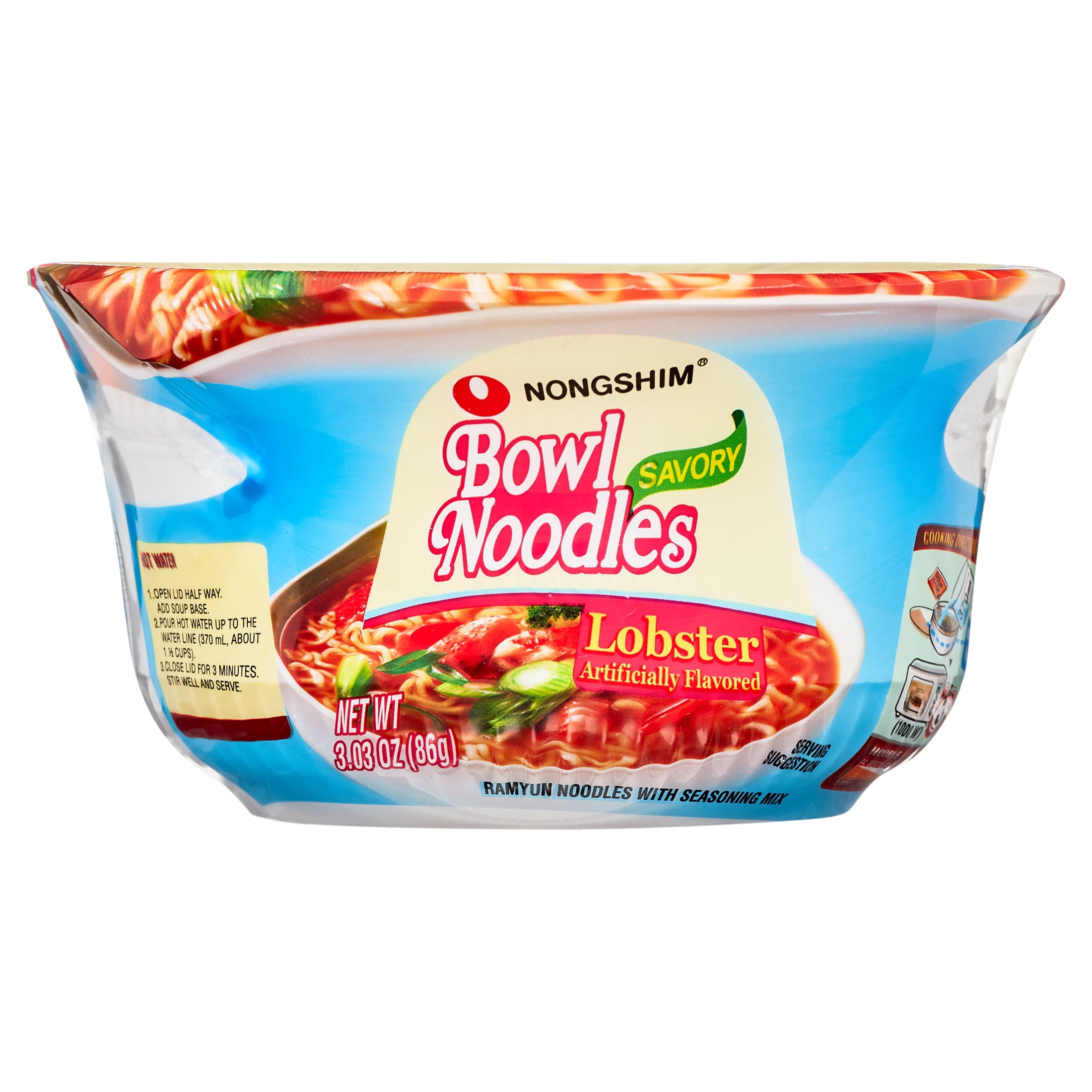 Nongshim Bowl Noodle Savory Lobster Flavor Ramen Soup 3.03oz, 12 Count
