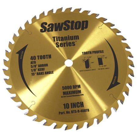 UPC: 0857766003192 | Sawstop Circular Saw Blade Blade Dia. 10 in. BTS-R-40ATB