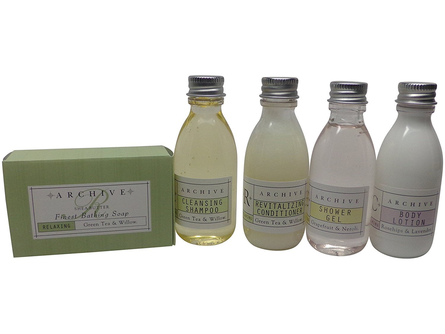 Archive Essentials Travel Set Shampoo Conditioner Lotion Shower Gel and