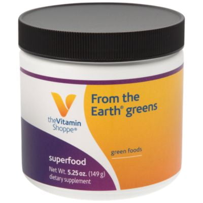 The Vitamin Shoppe From the Earth™ Greens, Superfood Perfect for Smoothies, Natural Green Superfood with Organic Wheat  Barley Grass Powder (5.25 Ounces