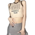 thumbnail image 2 of SAYOO Women's Tanks Tops with Letter Pattern, Skinny Version Navel Crew Neck Summer Clothing, 2 of 7