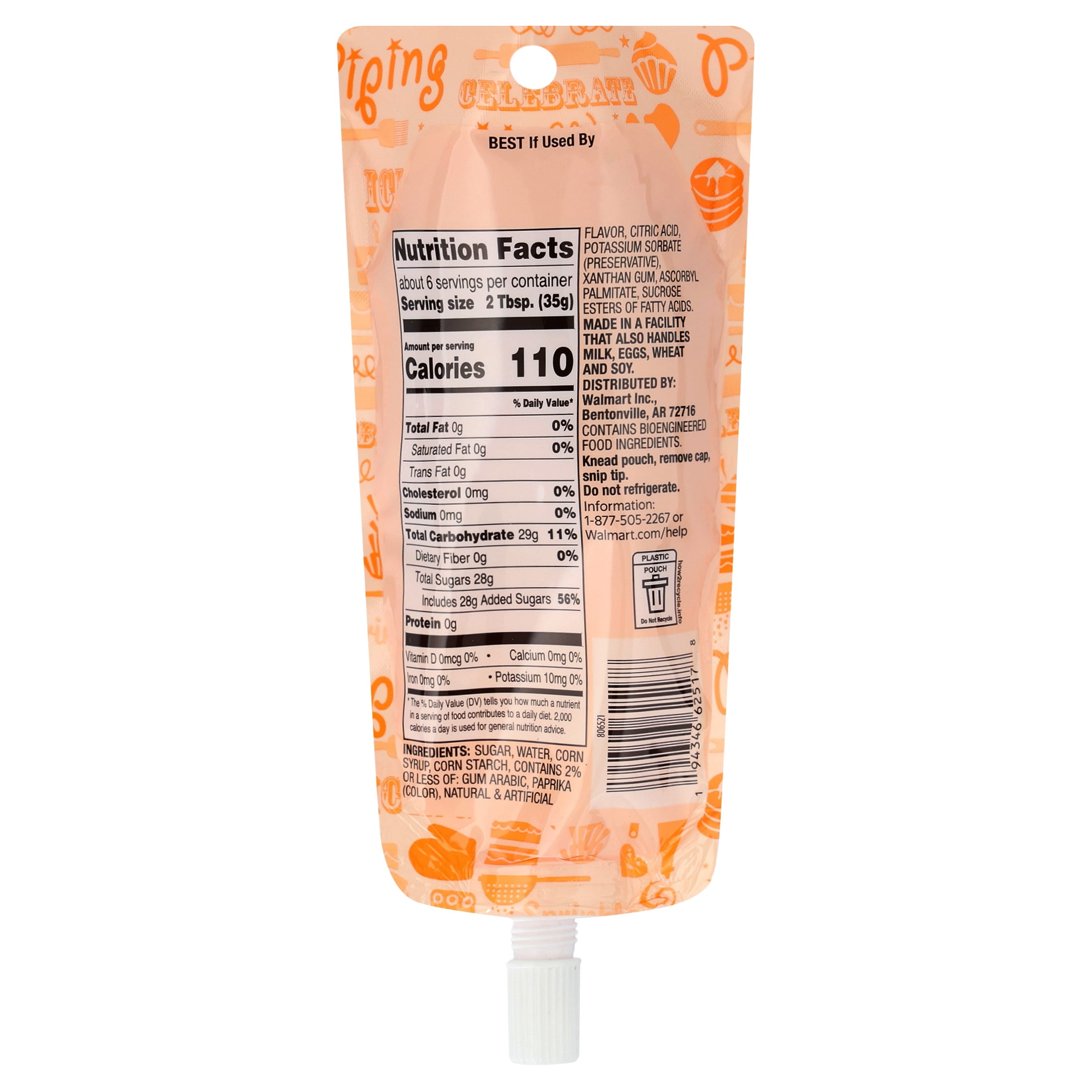 Great Value Cookie Icing, Orange, 7 oz