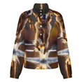 thumbnail image 5 of Jackets for Women Winter Coat Jackets Flannel Stand Collar Jacket(Golden Dog Splash Reflection,Size:S-4XL), 5 of 7