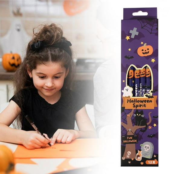 Pencils Bulk with Erasers, 12 Pcs Colored Pencils With Erasers, Assorted Pattern Pencils, Cute Festival Pencils, Party Favors Trick or Treat Goodies Bags Filler Classroom Rewards for Adult