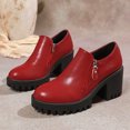 thumbnail image 5 of Women's Chunky Ankle Boots Vintage Lug Sole Platform Round Toe Low Top Booties with Side Zipper Chunky Heeled Loafers, 5 of 6
