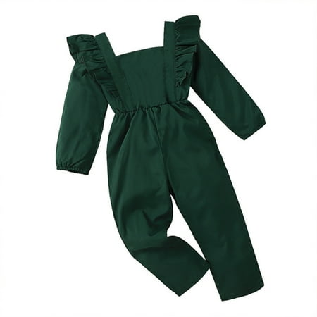 

Kids Toddler Baby Girls Boys Solid Color Spring Winter Long Sleeve Button Ruffle Romper Jumpsuit Cute Fashion Child Clothes