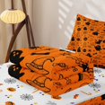 thumbnail image 5 of Feelyou Halloween Ghost Tombstone Zipper Twin Comforter Sets with Fitted Sheet and 2 Pillowcases, Spooky Black Cat Skull Zipper Bedding Set, Orange, Halloween Reversible, 4pcs, 5 of 7