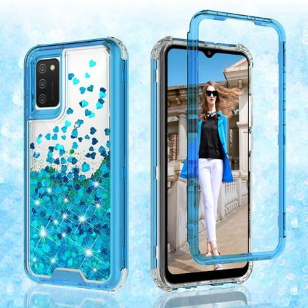 Galaxy A02s Case,Samsung A02s Case Liquid Glitter Waterfall Shock Proof Phone Case Cute Girls Women for Samsung Galaxy A02s Case - Teal