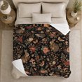 thumbnail image 5 of Woodland Rabbit Rose Forest, Cozy Woodland Scene, Warm Flannel Blanket for Cabin and Lodge with Detailed Artwork, Wildlife Lovers Housewarming Gift, Botanical Home Decor, 5 of 9