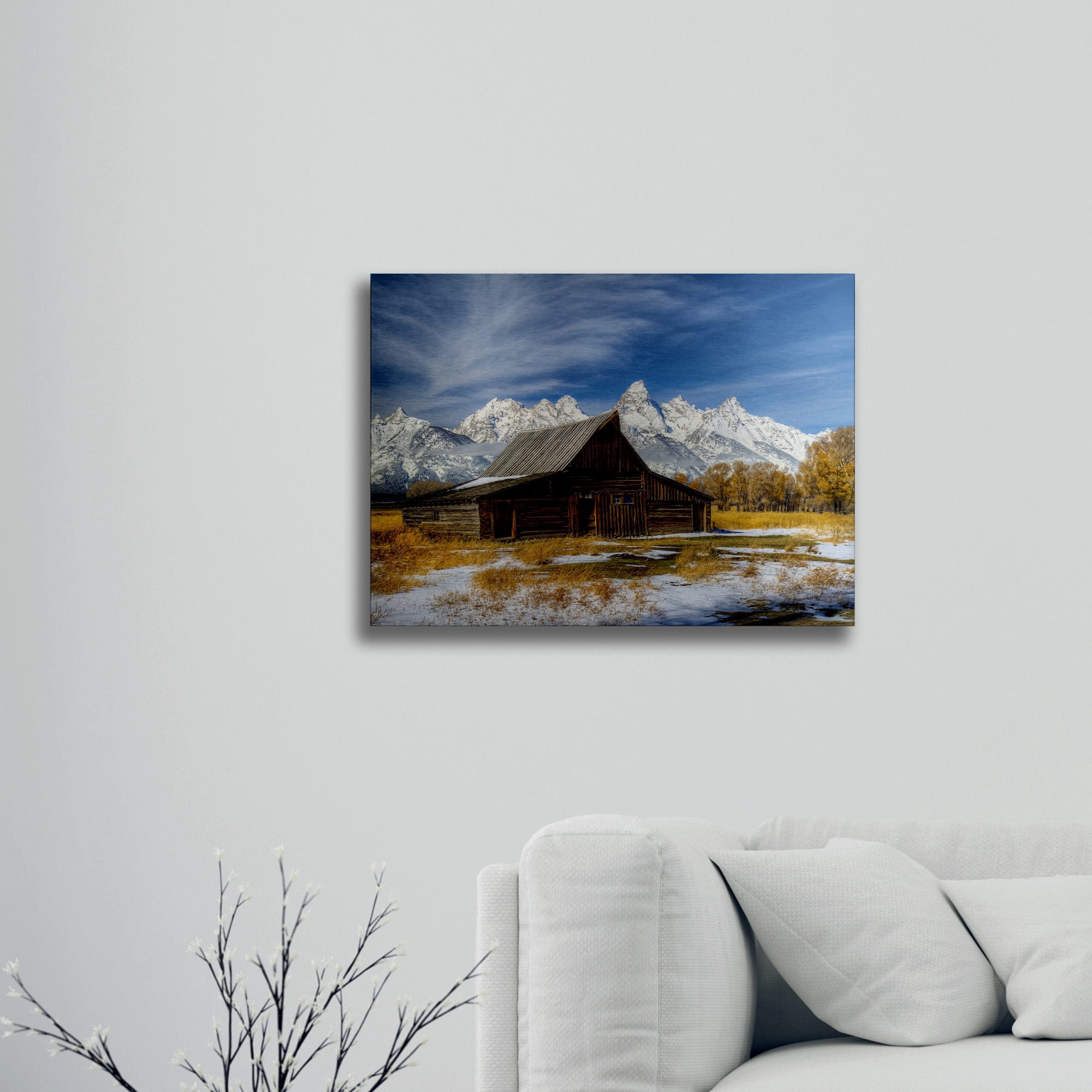 Trademark Fine Art 'Iconic Barn Grand Teton' Brushed Aluminum Wall Art Art by Pierre Leclerc