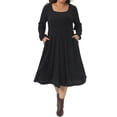 thumbnail image 2 of Agnes Orinda Women's Plus Size Long Sleeve Dress Square Neck Pockets Casual Flowy A Line Midi Knit Dresses 4X Black, 2 of 6
