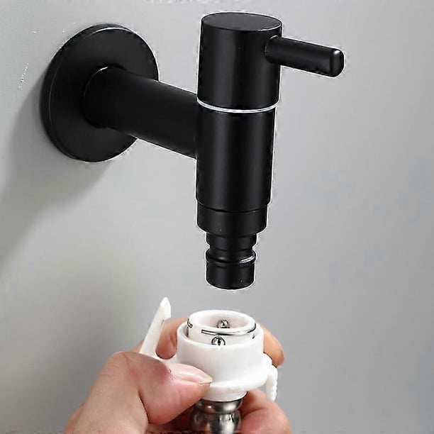 Multi-Function Black Wall-Mounted Faucet Ideal for Bathrooms and Laundry Rooms