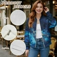 thumbnail image 6 of Xixirimido Women's Windbreaker Bomber Jacket Zip Up Jacket Fall Winter Casual Coat Lightweight Women Loose Fit Outerwear with Pockets, Sea Turtle Floral Galaxy, XX-Large, 6 of 7