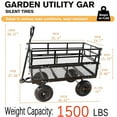 thumbnail image 3 of Furnibear Heavy Duty Steel Garden Cart 1500lbs Capacity, 6.35 cu ft, 40.55 inch x 27.56 inch Folding Utility Wagon with Double-Layer Removable Side, Black, 3 of 8