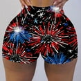 thumbnail image 1 of LOVZFMLL Shorts de Plage à Taille Haute d'Été à Imprimé pour Femmes Fête de l'Indépendance Multicolore P, 1 of 6