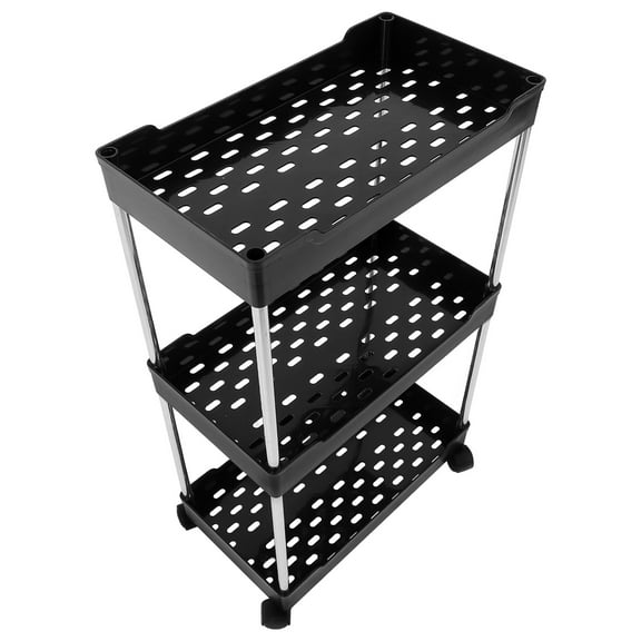 Masteelf  Pantry Storage Shelves Organizer Chariot Shopping Cart Pliable Black