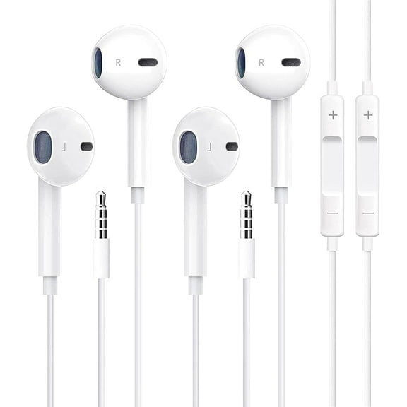 2 Pack Wire Earbuds Headphones with 3.5mm Plug Earphones Built-in Microphone & Volume Control Compatible with iPhone/ipad/Android/Computer and Other 3.5mm Jack Devices
