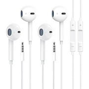 2 Pack Wire Earbuds Headphones with 3.5mm Plug Earphones Built-in Microphone & Volume Control Compatible with iPhone/ipad/Android/Computer and Other 3.5mm Jack Devices