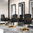 thumbnail image 3 of Silla Sillón Para Barbería Estética Cuero Y Acero Inoxidable - Negro/dorado, 3 of 3