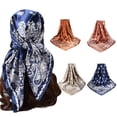 thumbnail image 2 of YUEHUA Satin Silk Scarf Bandana Women Square Satin Hair Wrap Head Scarf Lightweight Neck Scarves Floral Design, 2 of 4