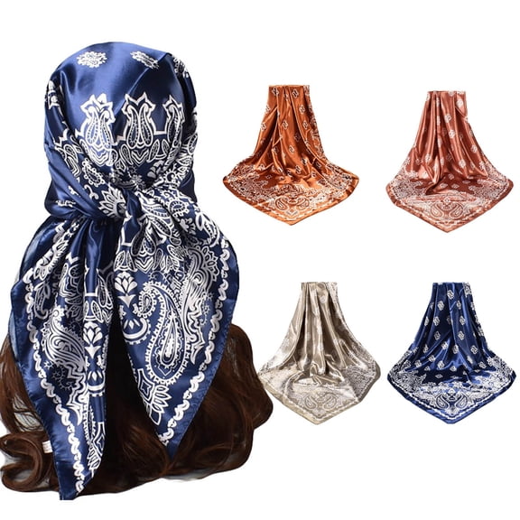 LILIYA Women's Head Scarf Like Silk Scarf Hair Scarf Printed Square Scarf Bandanas Versatile Headband or Hair Band for Neck, Hair, Purse & Belt Accessory
