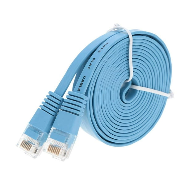 Câble Ethernet plat Cat6 de 4,6 m (15 pieds) Câble réseau LAN Gigabit de  4,6 mètres (15 pieds) Cordon de raccordement haut débit RJ45 