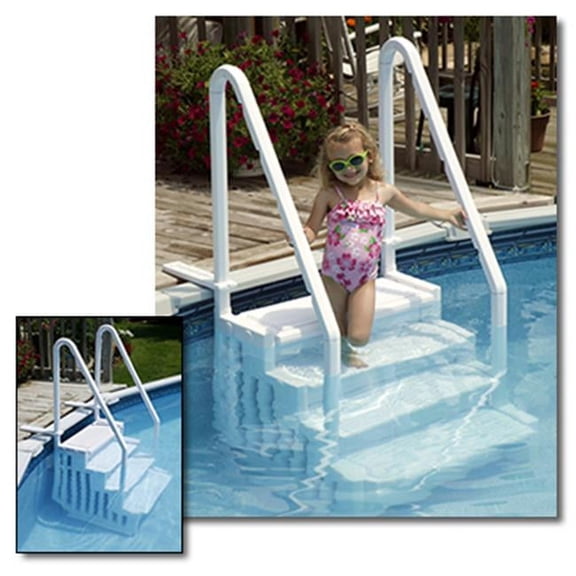 Olympian Athletics 54' White Pool Ladder with Handrail for Above Ground Pools