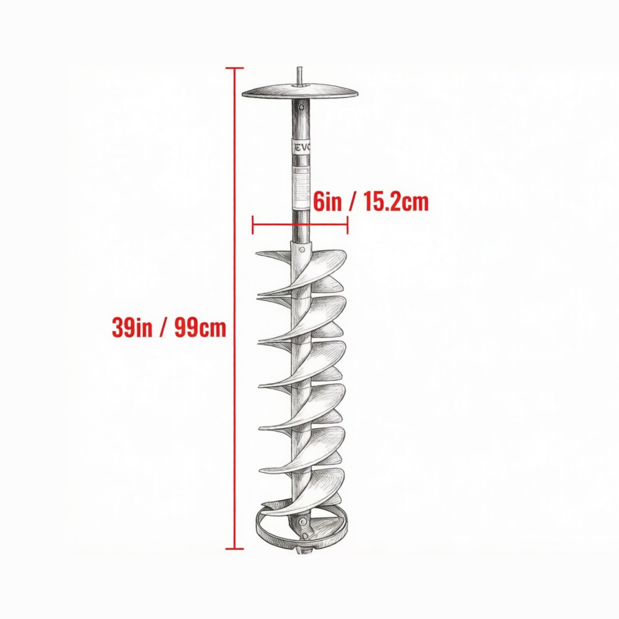 Nylon Ice Auger Drill Bit with Extension Rod & Drill Adapter for Ice Fishing