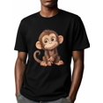 thumbnail image 6 of Cute Monkey Men's T Shirts Funny Animal T-Shirt for Men Crew Neck Tees Cotton Tops, Black, S, 6 of 7