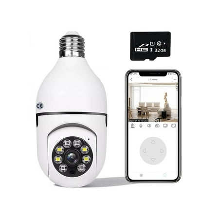 Naittoop Computer Accessories Under $5 - Light Bulb Camera 2.4GHz WiFi Outdoor 1080P E27 Light Bulb Camera Security Camera Indoor 360° Home Security Cameras Full Color Day And Night