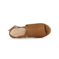 thumbnail image 4 of BLISSFUL STEP Women's Peep Toe Slingback Platform Wedge Heels Sandals Brown (Size 6), 4 of 6