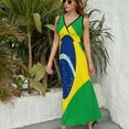 thumbnail image 6 of Brazilian Flag Womens Night Club Maxi Dress V Neck Sleeveless Bohemia Long Dresses, 6 of 9