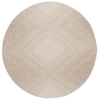 SAFAVIEH Stella Alannah Geometric Indoor/Outdoor Area Rug, Beige/Beige, 6'7" x 6'7" Round