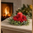 thumbnail image 5 of Cififendec Christmas Candle Ring Wreath, 9.84", Small Table Center Greenery Ring for Pillar Candle Tabletop Styling & Tiered Tray Seasonal Accent Decoration Layout, 5 of 5