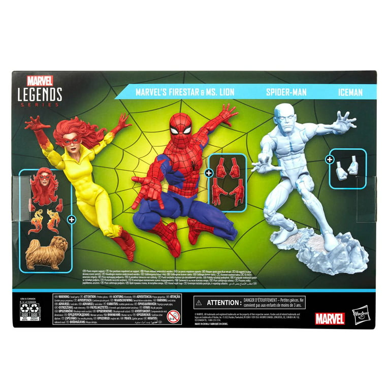 Marvel Legends Firestar & Mis. Lion, Spider-Man & Iceman Action Figure 3-Pack  