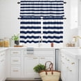 thumbnail image 3 of Blue and White Stripe Kitchen Curtains Valances and Tiers Set of 3 Modern Abstract Minimalist Geometric Vertical Linens Tier Curtains and Valance with Rod Pocket for Small Windows, 27.5"x24", 3 of 9