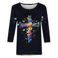 thumbnail image 3 of Karight 2026 Easter Shirts for Women Funny Bunny Egg Graphic Tees Cute Festival Outfits 3/4 Sleeve Tops T-Shirt Gifts, 3 of 4