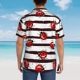 thumbnail image 6 of Daiia Ladybugs on Black and White Striped1 Hawaiian Shirt for Men Gentle Cotton Regular Short Sleeve Casual-3X-Large, 6 of 9