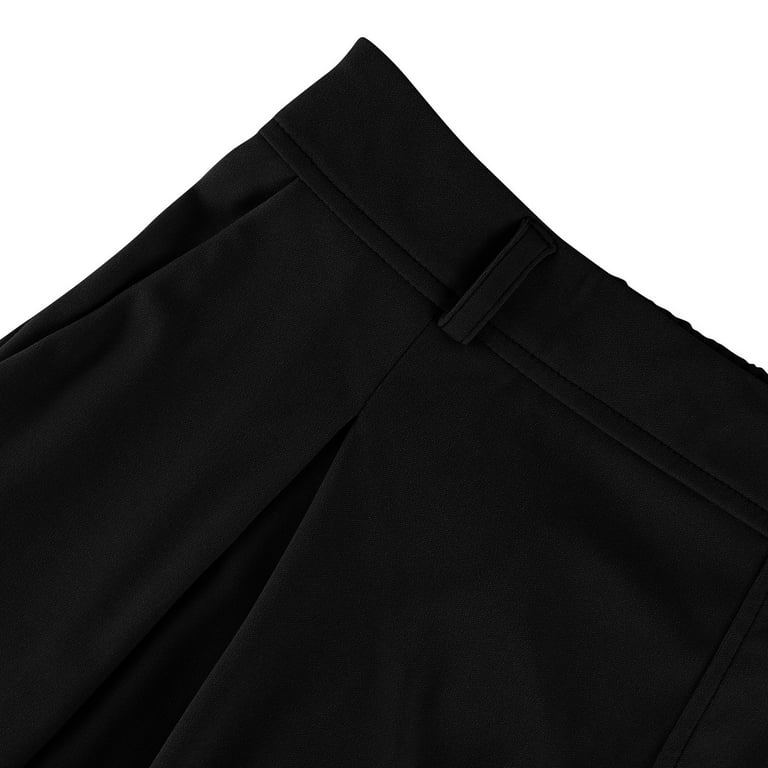walmart black dress pants womens 2025 Black Dress Pants Womens Business Casual Pants, Pull on Office Formal  Elastic Waist Plus Size Slacks Ladies Work Slacks with Pockets S-5XL
