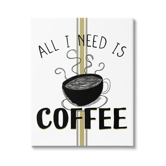 Stupell Industries Coffee Phrase with Bistro Stripe Food & Beverage Painting Gallery Wrapped Canvas Art Print Wall Art, 16 x 20