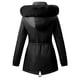 thumbnail image 5 of Pntutb Moda Casual Mujer Invierno Sólido Cuello de piel Con capucha Cordón Cintura Cremallera Abrigo acolchado Blusa Liquidación Pntutb Pntutb-7105, 5 of 7